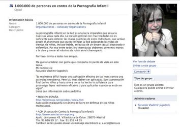 Imagen de un grupo de Facebook sobre pornografa infantil