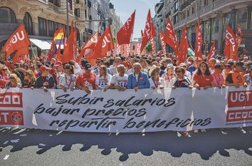 Cabecera de la manifestacin celebrada en Madrid